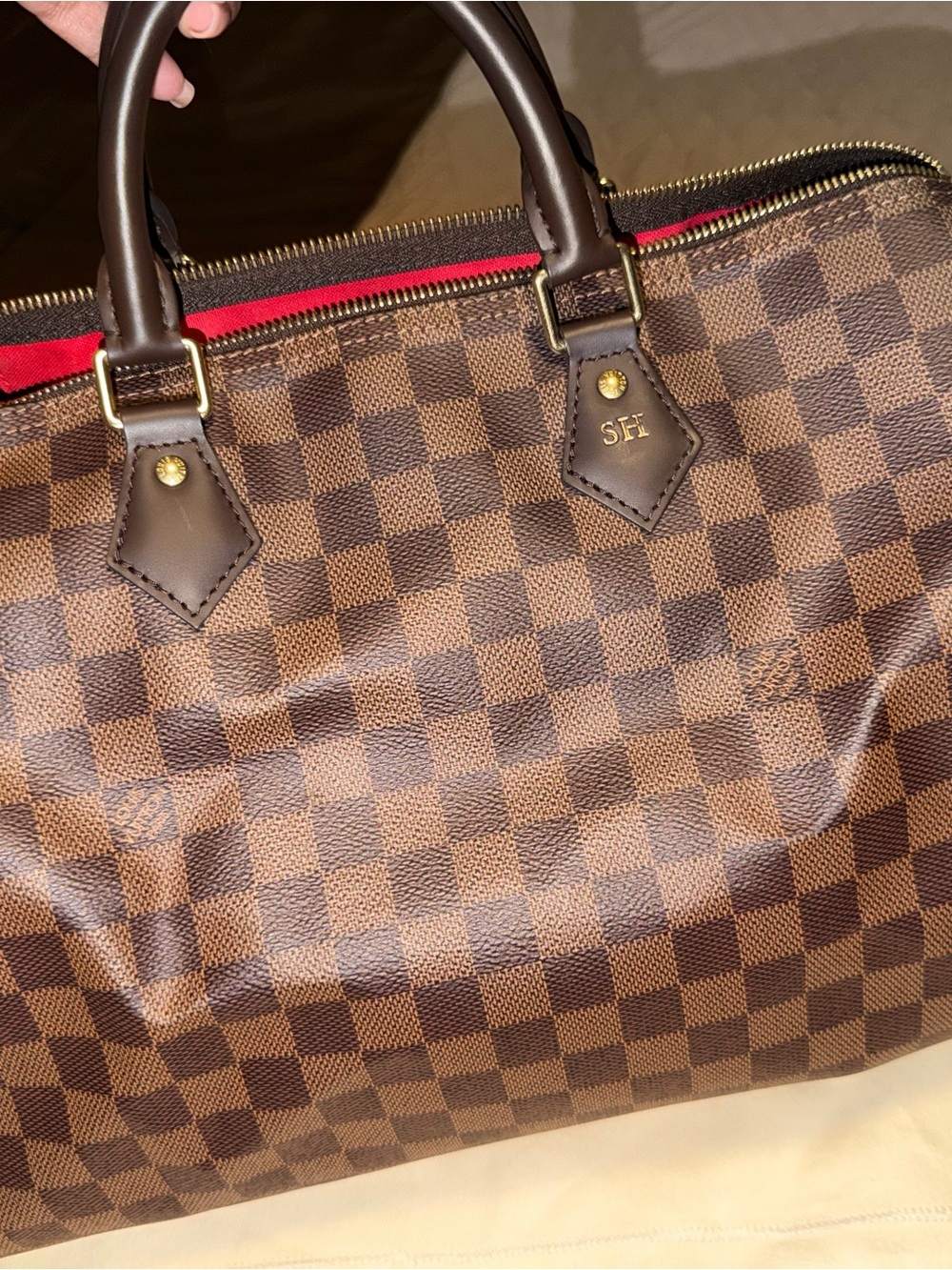 Louis Vuitton Speedy 35 Damier Ebene with Red Interior - Picture 8 of 11